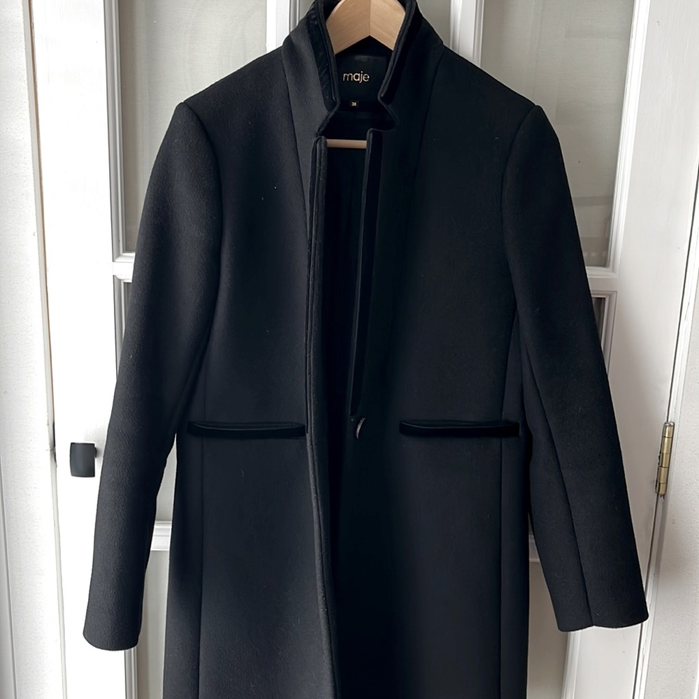 Maje Tuxedo Style Wool Coat